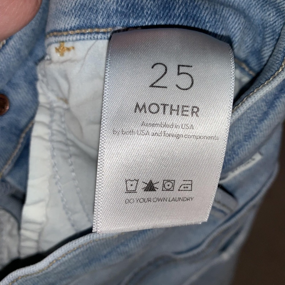 Mother Hustler Ankle Chew Jeans Womens 25 Light Wash Mid Rise Distressed Raw Hem - Picture 13 of 16